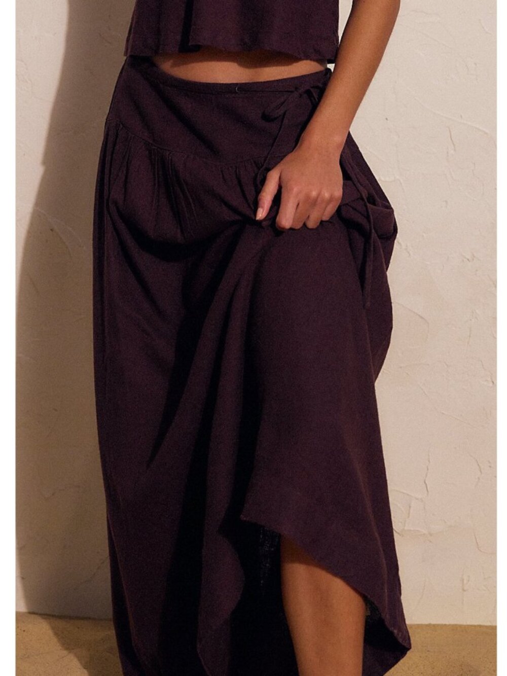 Free People Sandshell Linen Skirt M runs large Fudge - Picture 2 of 11